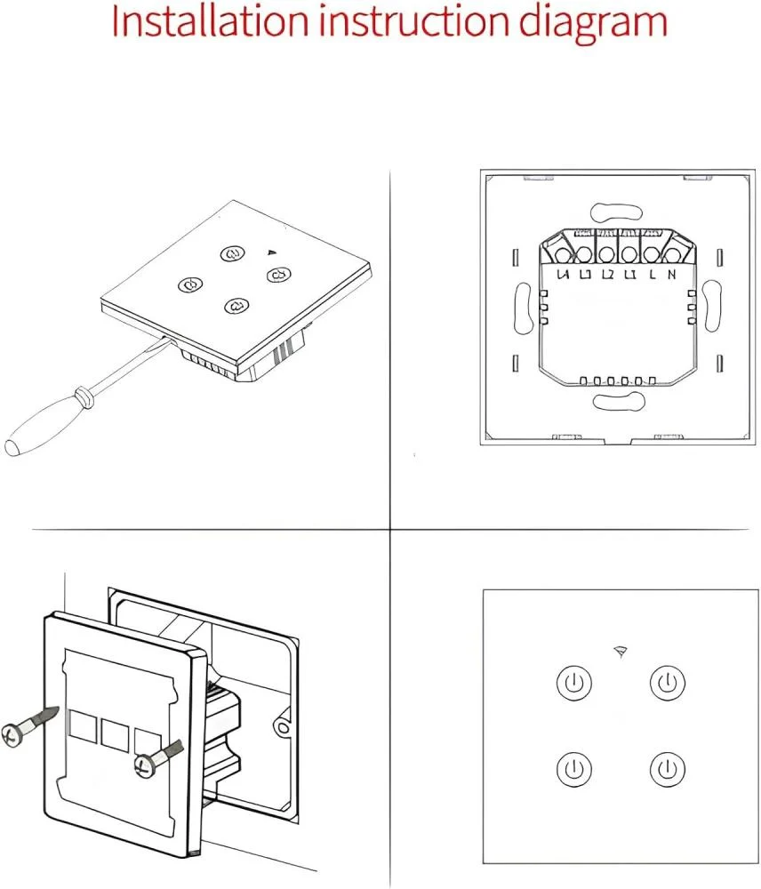 مفتاح إضاءة حائط ذكي بخاصية واي فاي (4 مفاتيح، لون رمادي) - Smart Home - الصورة 2
