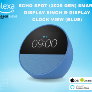 ساعة منبه ذكية بتقنية ايكو سبوت(اصدار 2024)مع صوت نابض بالحياة + اليكسا، ازرق اوشن - Smart Home