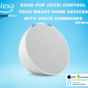 Echo Pop أوف وايت _ سماعة بلوتوث ذكية مع أليكسا _ استخدم صوتك للتحكم بالأجهزة المنزلية الذكية - Smart Home