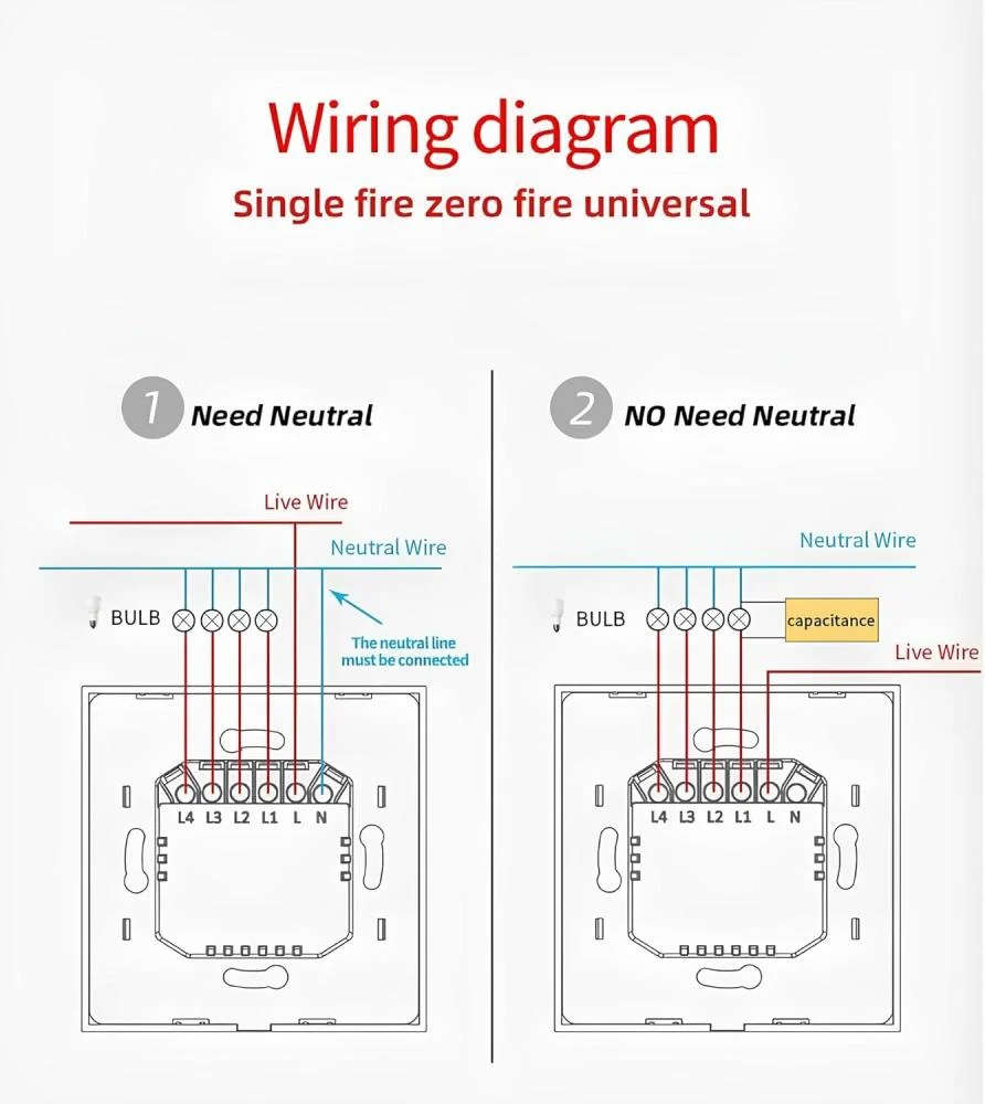 مفتاح إضاءة حائط ذكي بخاصية واي فاي (4 مفاتيح، لون ذهبي) - Smart Home - الصورة 2