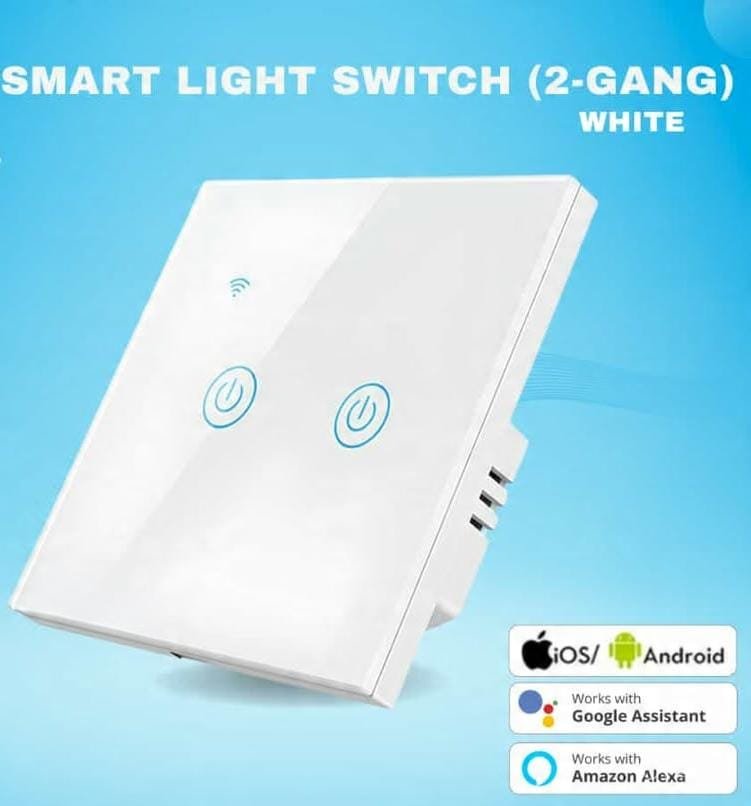 مفتاح إضاءة حائط ذكي بخاصية واي فاي (2 مفتاح، لون أبيض) - Smart Home