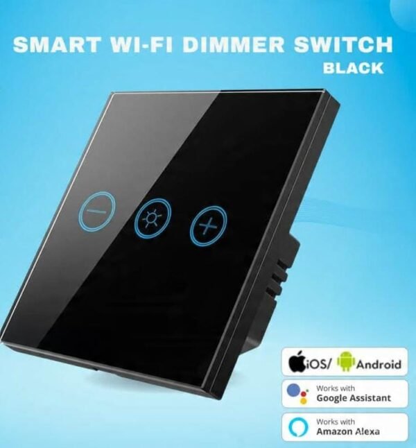 مفتاح دمر ذكي لتعتيم الإضاءة يعمل باللمس ويدعم الواي فاي (لون أسود) - Smart Home