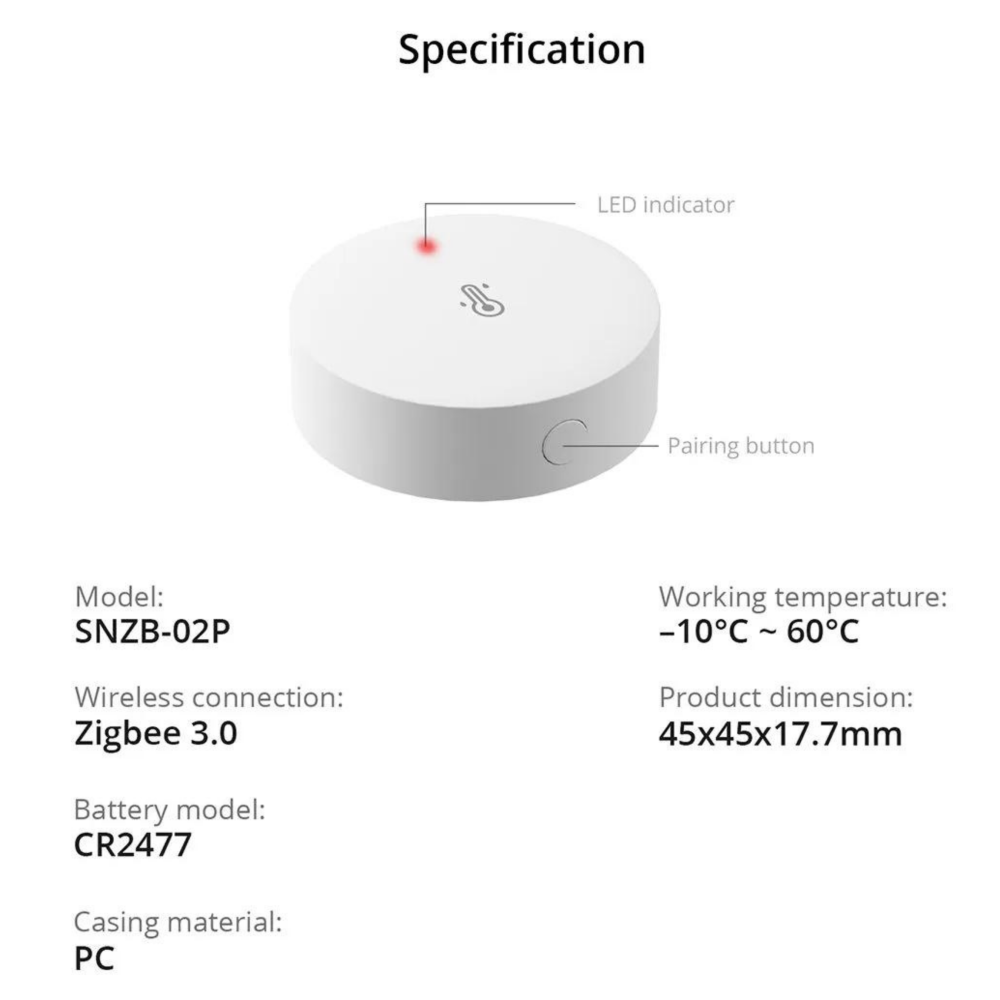 مستشعر درجة الحرارة والرطوبة | SNZB-02P{Zigbee } - الصورة 2