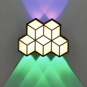 أبليك جداري LED مودرن (أب داون) بتصميم خلية نحل وإضاءة ملونة - موديل TRM-1801