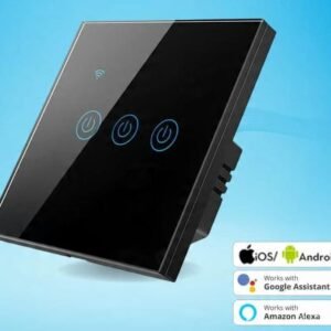 مفتاح إضاءة حائط ذكي بخاصية واي فاي (3 مفاتيح، لون أسود) - Smart Home