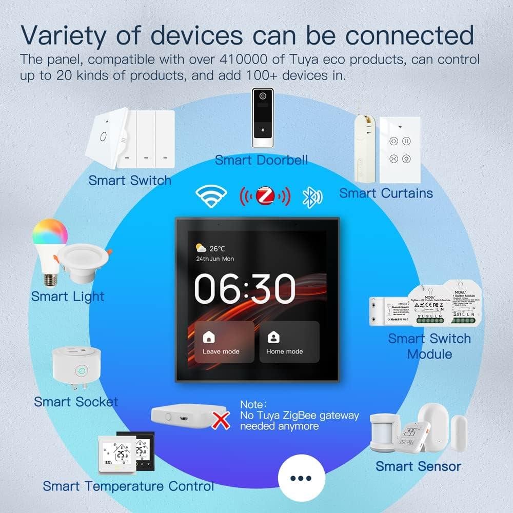 لوحة تحكم ذكية بشاشة لمس WiFi + Zigbee مع تحكم صوتي ومساعد أليكسا مدمج - شاشة 4 بوصة للتحكم في المنزل الذكي - Smart Home - الصورة 5