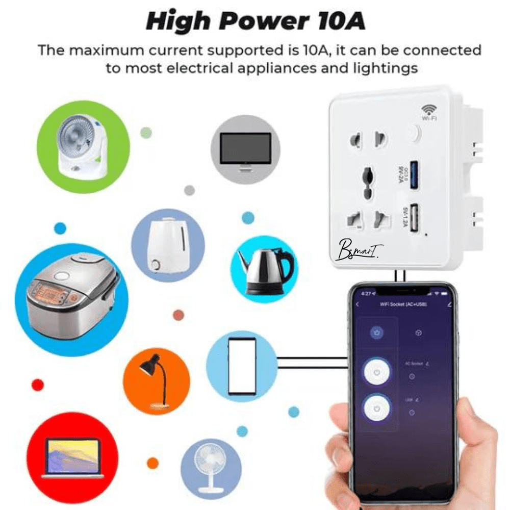 مقبس ذكي واي فاي مع منفذي USB – أبيض - Smart Home - الصورة 5