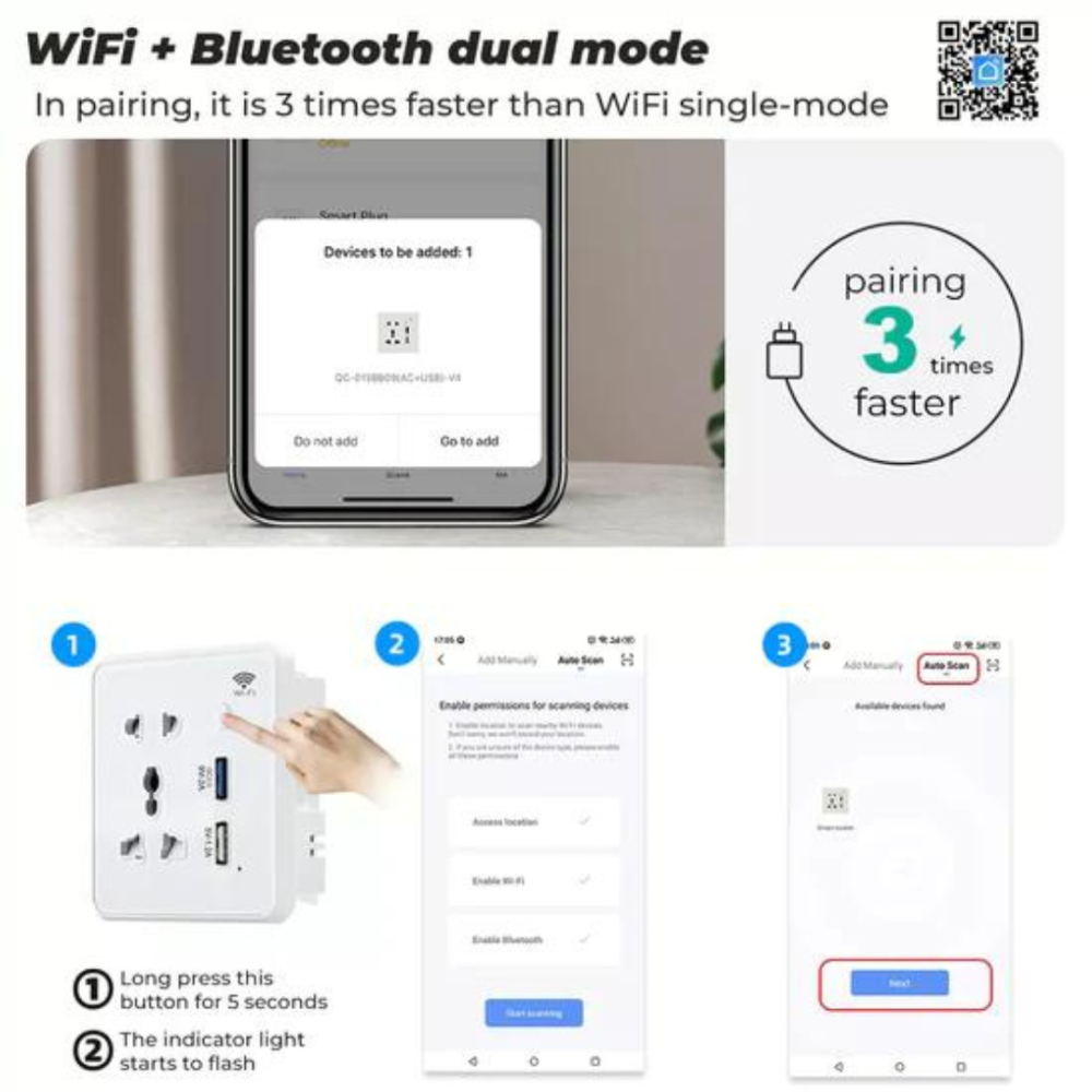 مقبس ذكي واي فاي مع منفذي USB – أبيض - Smart Home - الصورة 8