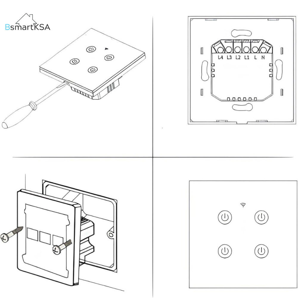 مفتاح إضاءة حائط ذكي بخاصية واي فاي (مفتاح 1، لون أسود) - Smart Home - الصورة 6