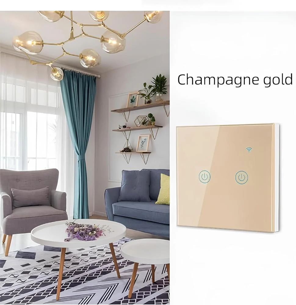 مفتاح إضاءة حائط ذكي بخاصية واي فاي (2 مفتاح، لون ذهبي) - Smart Home - الصورة 6