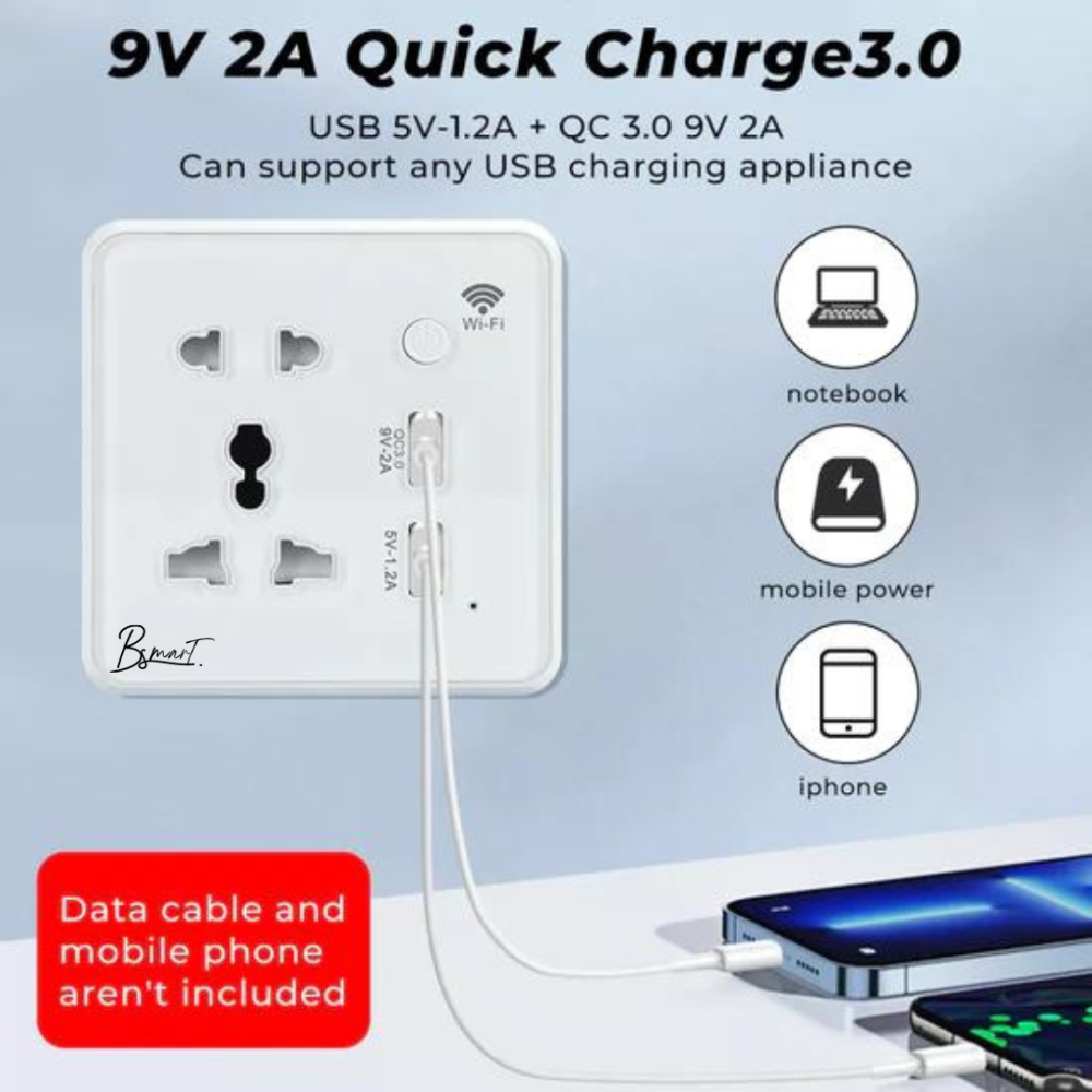 مقبس ذكي واي فاي مع منفذي USB – أبيض - Smart Home - الصورة 10