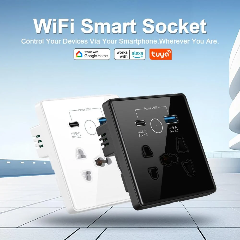 مقبس حائط ذكي WiFi (أسود)